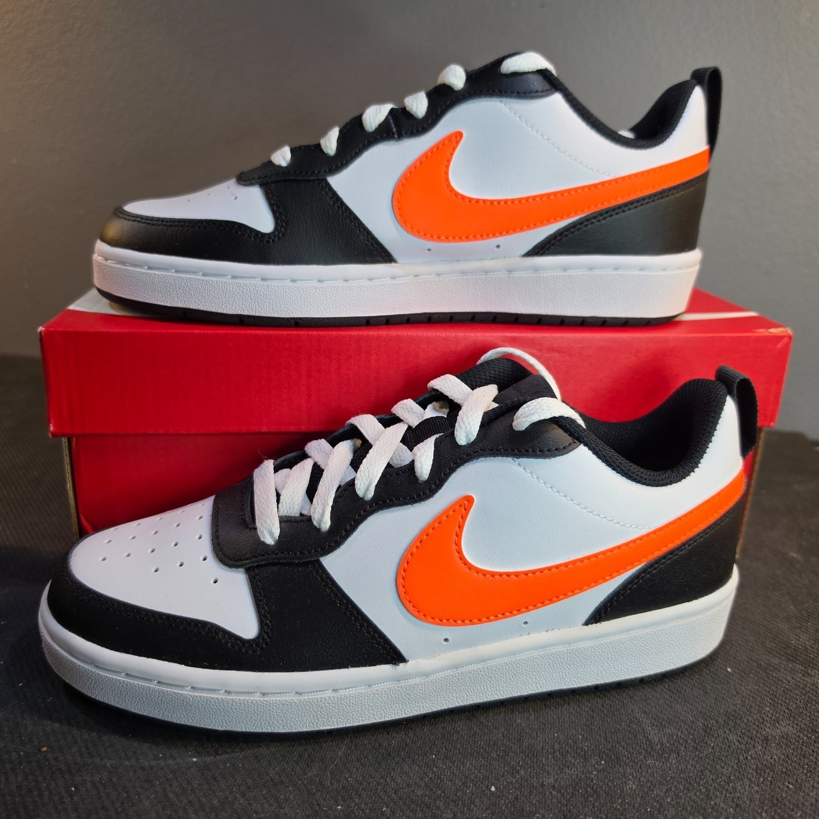 New Nike Womens 6.5 Youth 5y Court Borough Low 2 Gs Bq5448-115 White Orange